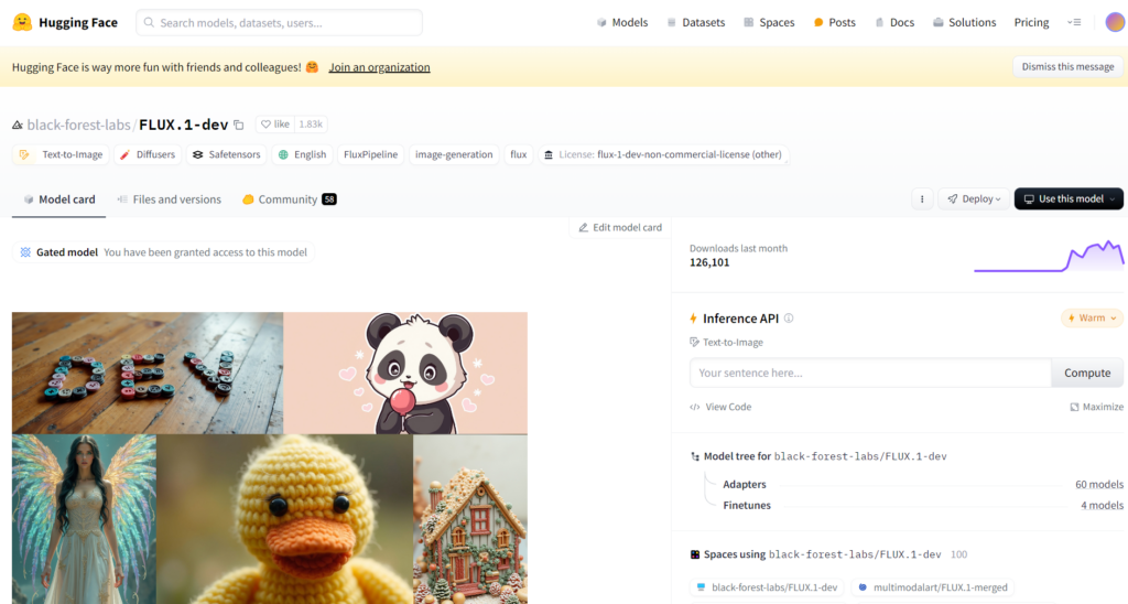 Flux's community support on Hugging Face