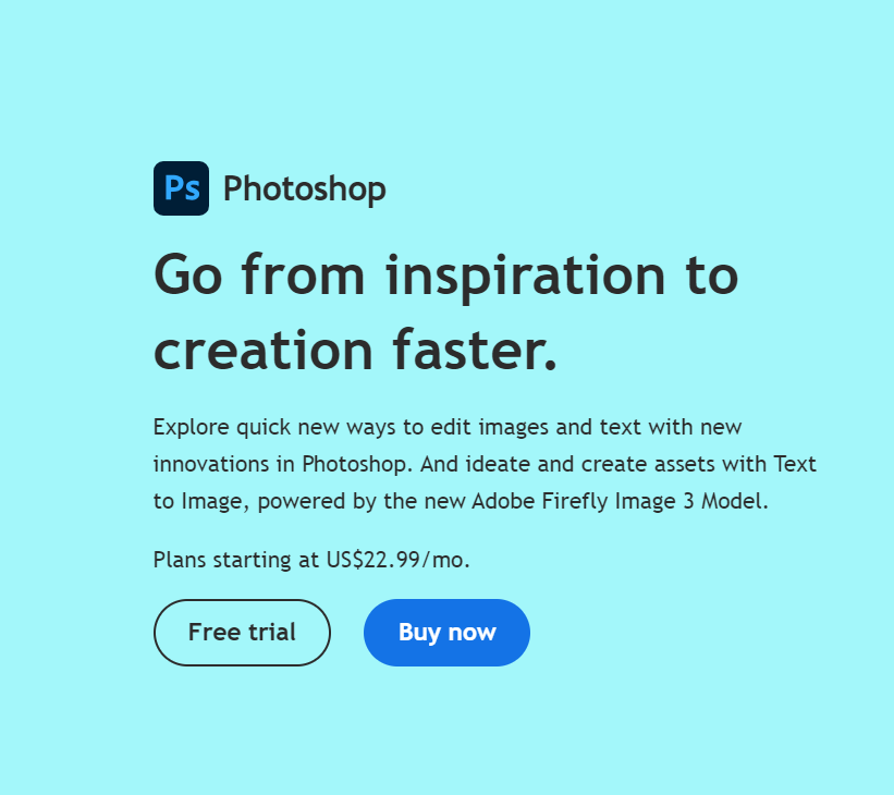 Photoshop's homepage